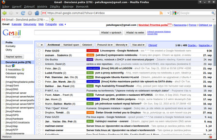 Hlavné okno Gmailu
