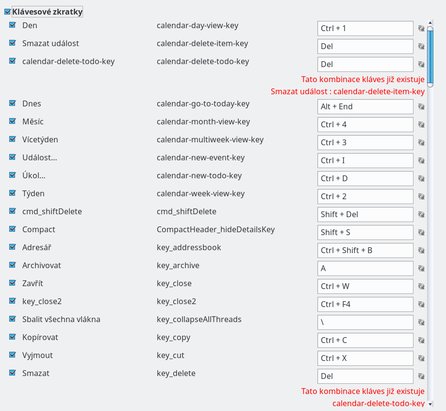 Úprava klávesových zkratek