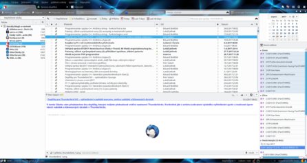 Standardní zobrazení Thunderbirdu se všemi panely