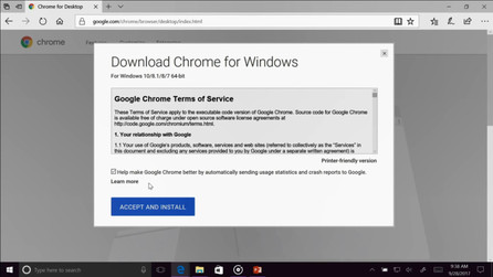 Instalace Google Chrome prostřednictvím prohlížeče Microsoft Edge (zdroj: video Microsoft Ignite)