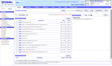 Hlavní stránka webového rozhraní systému Zeroshell