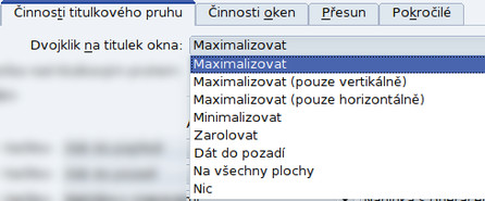 Nabídka pro dvojklik na titulku okna