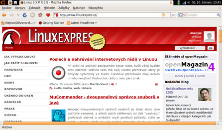 Okno Firefoxu zvětšené pomocí Maximu