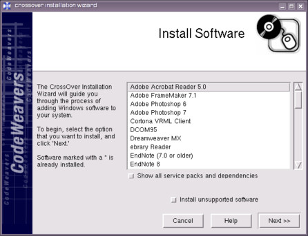 In CrossOver Office you can install optimized Windows applications (which will always run)