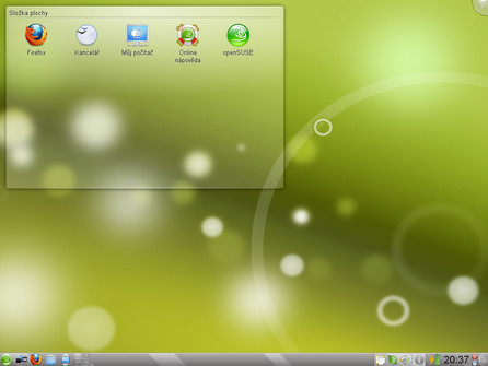 Vzhled prázdné plochy těsně po instalaci openSUSE 11.2