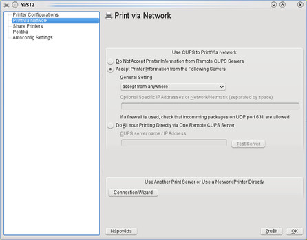 Správa tiskáren v YaST2