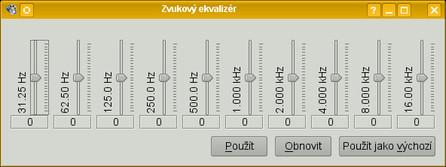 Vyvážení audia (nabídka Audio | Ekvalizér)