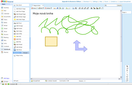 Zoho Notebook - volná tvorba na stránce