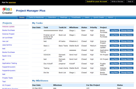 Zoho Marketplace - ukázka aplikace Project Manager Plus