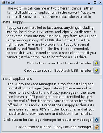 Možnosti instalace Puppy Linuxu - na disk nebo na flash disk?
