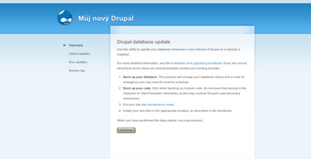 Začátek aktualizace Drupalu