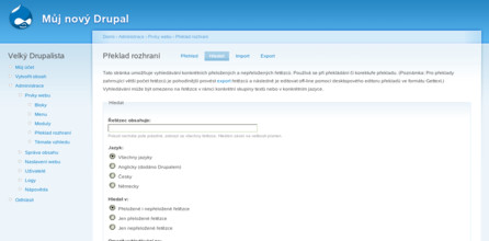 Překlad uživatelského rozhraní Drupalu