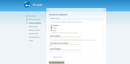 Nastavení databáze pro Drupal