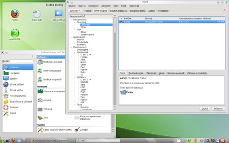 Ovládací centrum YaST a správce software openSUSE