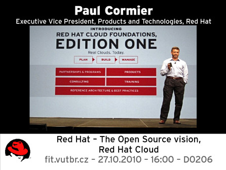 Paul Cormier, viceprezident firmy Red Hat, opět v Brně