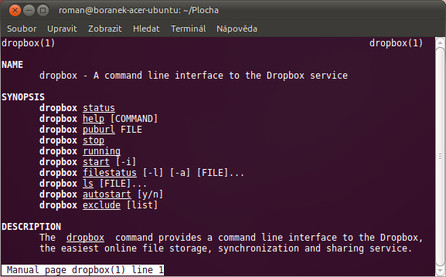 Základní příkazy zvládá i samotný Dropbox