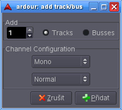 Ardour – Session – Add Track/Bus