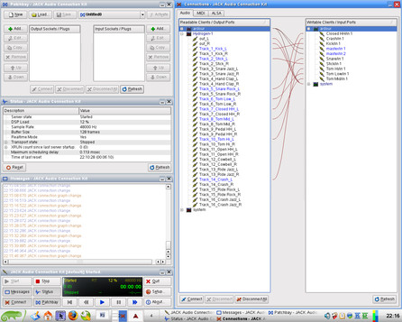 Hydrogen – QJackCtl – Multichannel