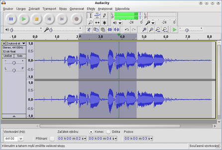 Audacity – přehrávání výběru