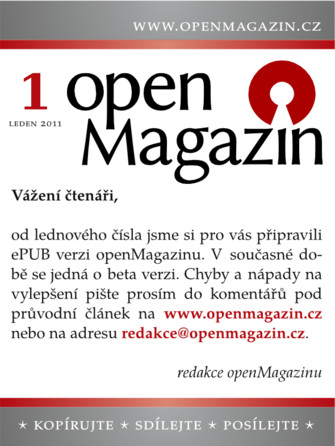 Kliknutím na obrázek si stáhnete openMagazin 01/2011 ve formátu ePUB