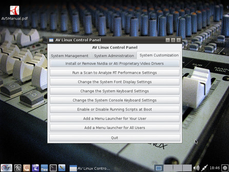 AV Linux Control Panel – System Customization