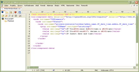 Ukážka spracovaného XML súboru, ktorý sa používa v rozšíreniach OpenOffice.org
