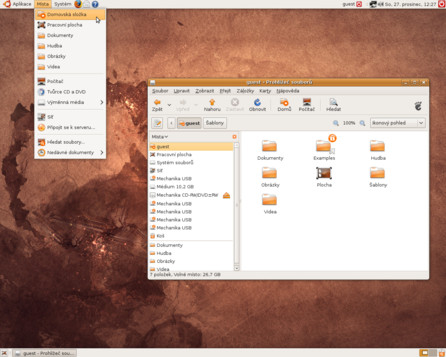 Domovská složka v distribuci Ubuntu 8.10 Intrepid Ibex