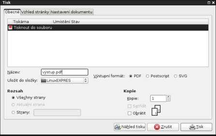 Tisk do PDF souboru je samozřejmostí, Adobe Acrobat tedy v Linuxu vůbec nepotřebujete