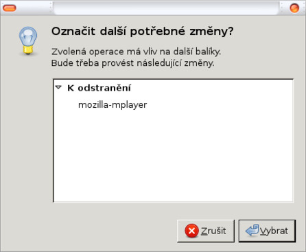 Požadavek správce balíků k vyřešení závislostí