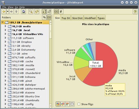 JDiskreport zobrazuje obsazenost disku
