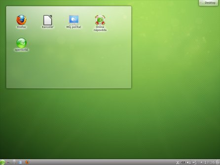Výchozí podoba prostředí KDE v distribuci openSUSE