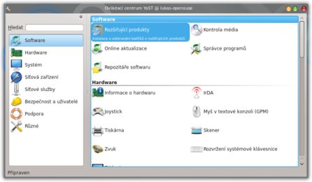 Konfigurační program YaST v distribuci openSUSE