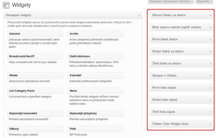 Oblasti pro widgety na míru