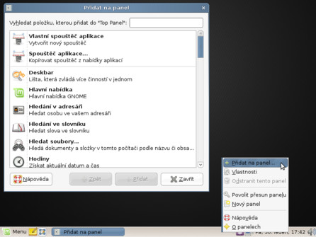 Přidání appletu na panel v Linux Mint 6