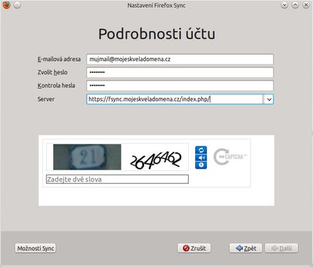 Vytvoření účtu Firefox Sync na vlastním serveru﻿