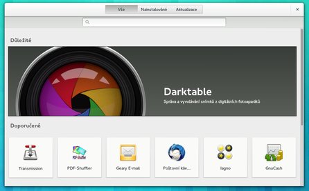 Úvodní obrazovka GNOME Software﻿