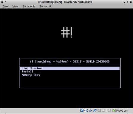 Bootovacia obrazovka inštalačného média CrunchBangu