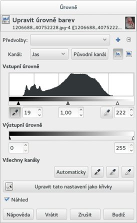 Úprava úrovní fotografie