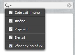 Volby pro hledání v kontaktech