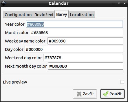 Kalendář, záložka Barvy před úpravami (odstíny šedé)