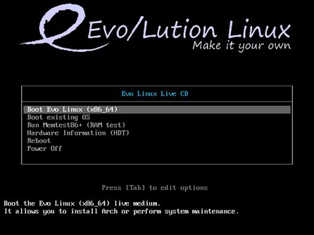 Bootloader Evo Linux Live CD