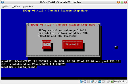 IPCop nalezl dvě síťové karty