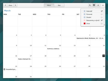 Nová aplikace Kalendář