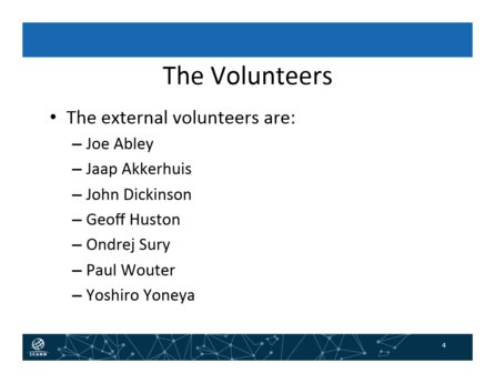 Dobrovolníci připravující výměnu klíčů (prezentace ICANN)