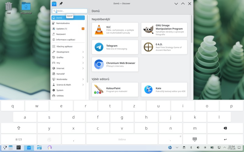 Virtuální klávesnice v Plasmě 6.6