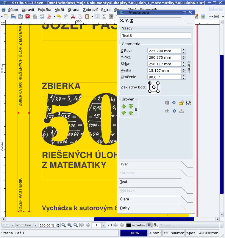 Otočenie textového rámca o 90 stupňov