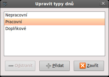 Úprava typů dnů