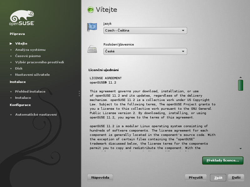 Úvod instalace openSUSE 11.2