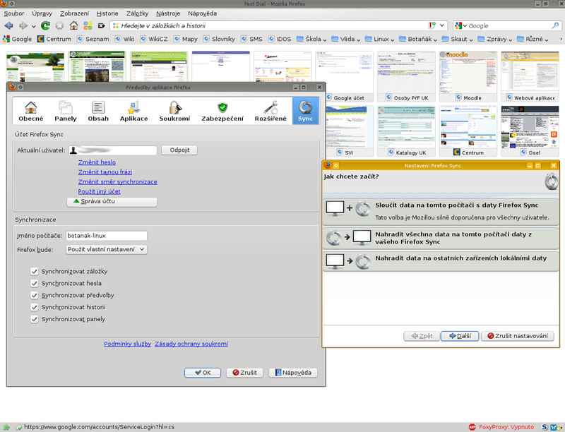 Nastavení Firefox Sync