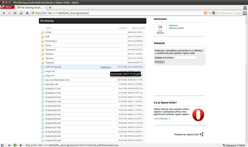 Sdílení souborů v Unite
